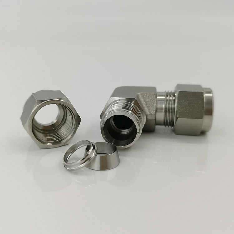 90 Degree Equal Stainless Steel Double Ferrule Tube Fitting Union Elbow