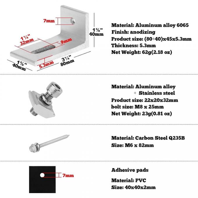چین فابریک نمونه رایگان خورشیدی L پای کیفیت بالا رنگ سقف فولاد کاشی سیستم براکت فتوولتائیک L پای 1