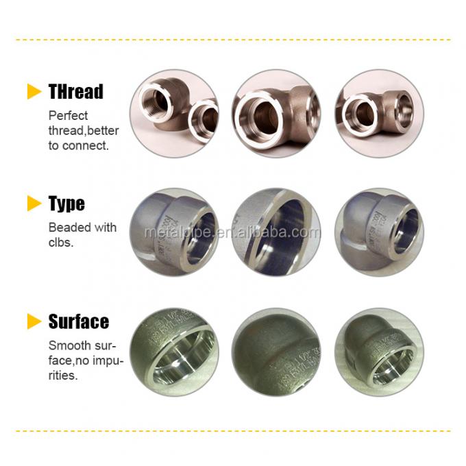 لوله نصب 45 درجه SW / TH 3000LB ASTM A182 F316L ASME B16.11 فولاد ضد زنگ 3/4 رشته 1