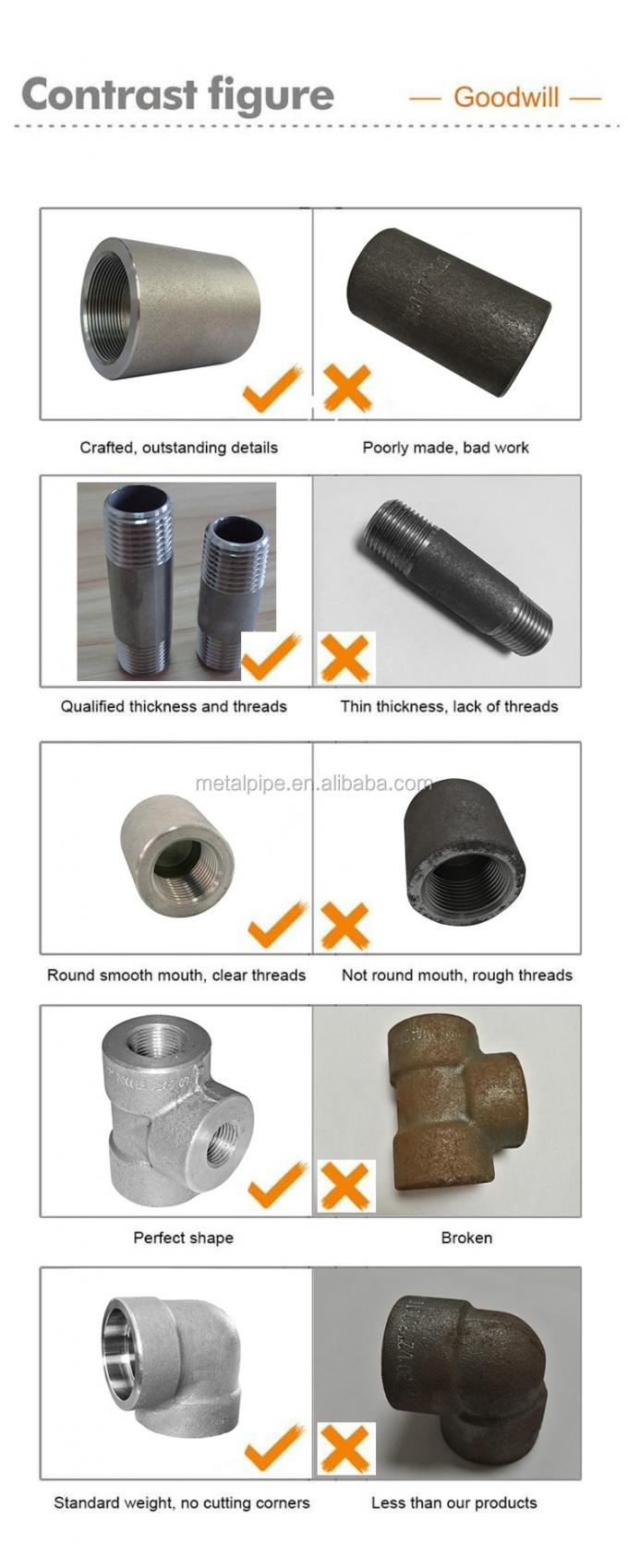 لوله نصب 45 درجه SW / TH 3000LB ASTM A182 F316L ASME B16.11 فولاد ضد زنگ 3/4 رشته 2