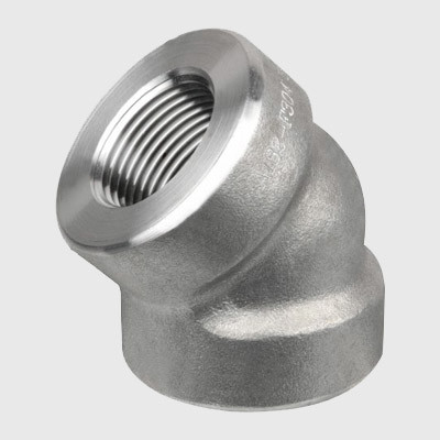 Stainless Steel A403 Grade WP 316L 45°  Elbow 6'' Class 3000 Threaded Elbow Forged Fittings