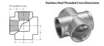 Joint Connector Cross Stainless Steel 304 316L Pipe Fittings Threaded Cross 4 Way Cross